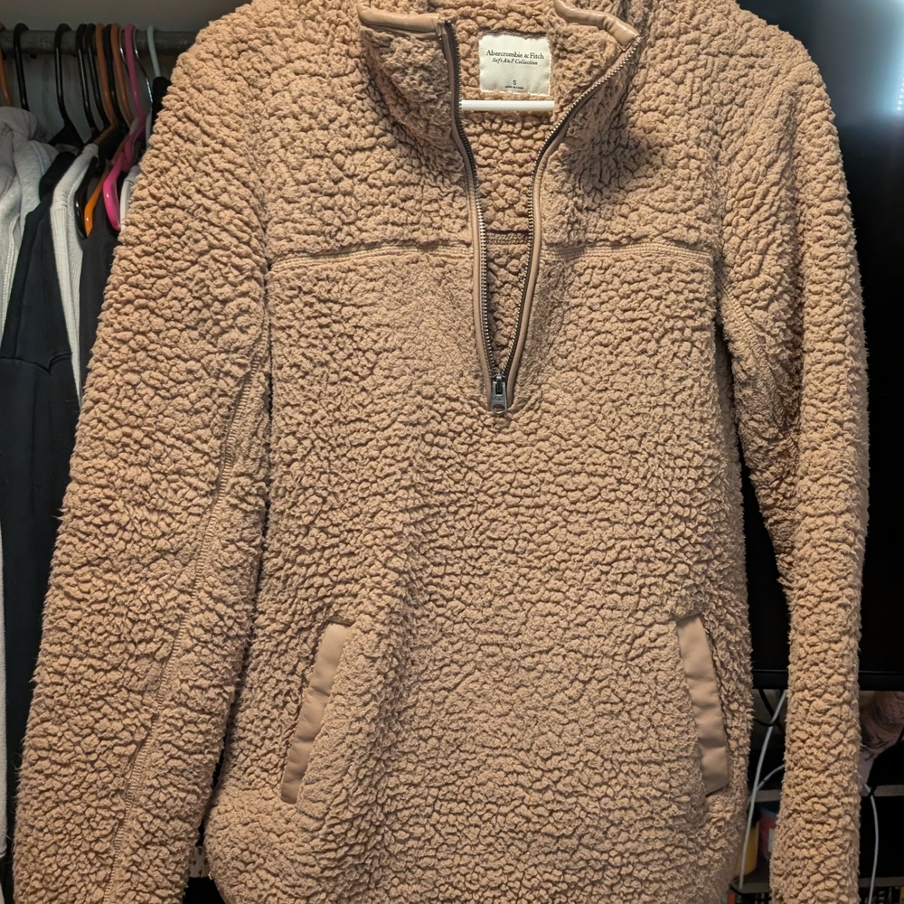 Women's Tan Sherpa Pullover Jacket